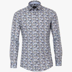 Сорочка мужская Venti Modern Fit 113644600-100 с принтом в сине-бежевой гамме