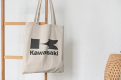 Сумка-шоппер с принтом Кавасаки (Kawasaki) бежевая 004