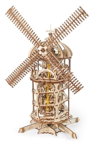 Ветряная мельница-башня (Ugears) - Деревянный конструктор, сборная механическая модель, 3D пазл