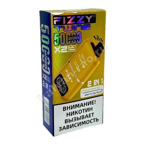 Fizzy Twins 50000 затяжек (2 в 1) - Банановый Лед - Киви Ягодный Лед