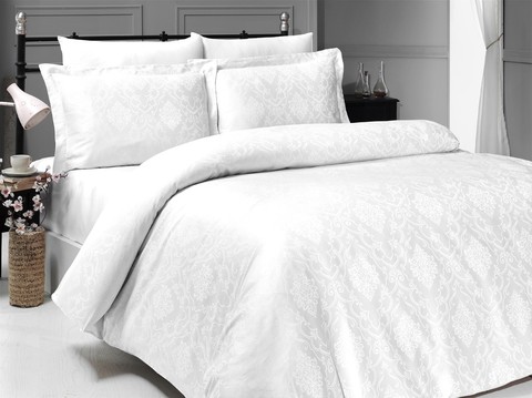 Комплект постельного белья DO&CO Сатин  жаккард DEDRIA 2 спальный (Евро) цвет белый