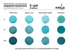 S-gel 35 бирюза, краситель концентрат универсальный пищевой 20мл