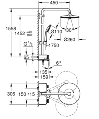 Душевая система с термостатом для ванны, GROHE Euphoria SmartControl System 260, хром, (26510000)