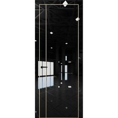 Купить Межкомнатная дверь глянец Pt 10 Платина crystall black алюминиевая кромка Al Gold Edition глухая