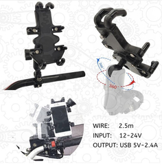 Металлический держатель с USB-разъемом для телефона на руль мотоцикла, X-80