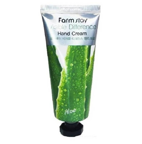 FARMSTAY КРЕМ ДЛЯ РУК УСПОКАИВАЮЩИЙ С ЭКСТРАКТОМ АЛОЭ VISIBLE DIFFERENCE HAND CREAM ALOE VERA, 100 G