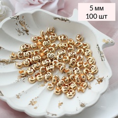 Зажимная (укрывная) бусина 5 мм, позолота, 100 шт КТ033