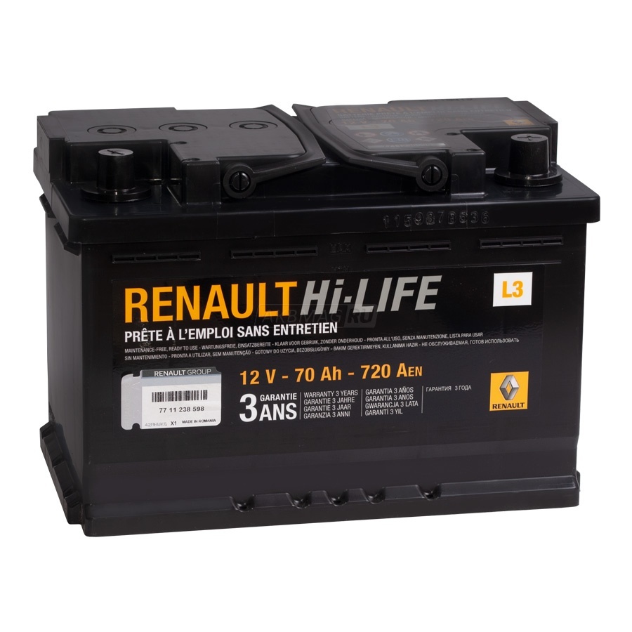 Аккумулятор рено оригинал. Renault 7711821598 аккумулятор. 7711238598 Renault аккумулятор. Аккумулятор Рено 70ач. Аккумулятор Renault Standart 70 Ач.