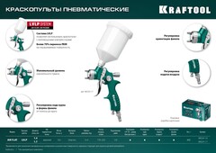 KRAFTOOL AirFlat, LVLP, 1.4 мм, пневматический краскопульт с верхним бачком (06524-1.4)