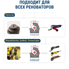 Насадка для МФИ ПРАКТИКА режущая прямая, BiM, по твердому дереву, ДСП 65 мм, крупный зуб (240-225)