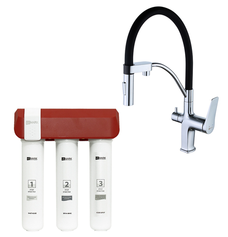 Lemark LM3074C086 Комплект Lemark: Смеситель LM3074C для кухни с гибким изливом + Фильтр для очистки жесткой воды OPTI