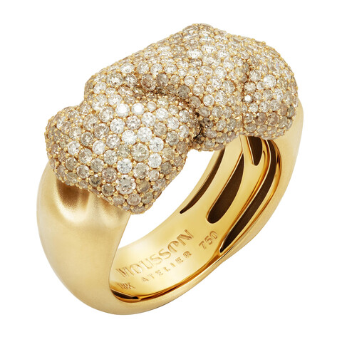 Кольцо с Белыми и Шампань Бриллиантами, R0132-3/5