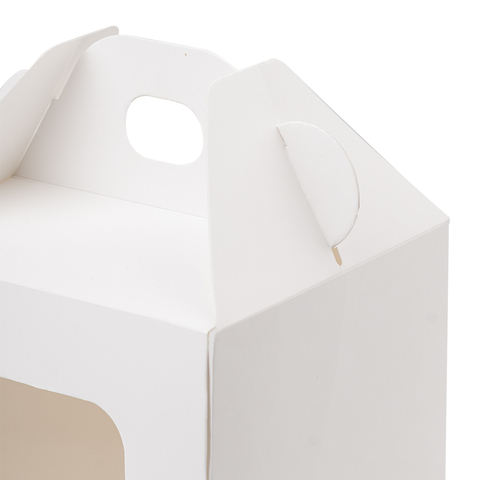 Коробка для кулича с окном с фронтальной загрузкой, белая 13*13*15 см