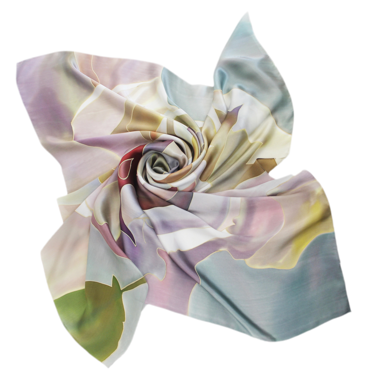 Шёлковый платок Роза Рассвет 90х90 см