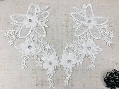 Нашивной элемент со стразами, молочный, р. 12х19 см