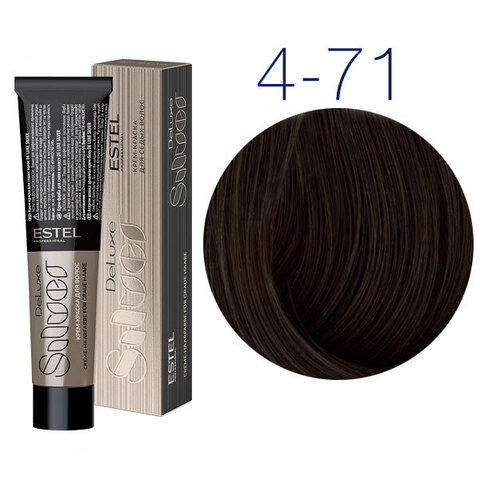 Estel Professional DeLuxe Silver 4-71 (Шатен коричнево-пепельный) - Крем-краска для седых волос