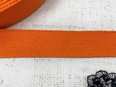 Лента ременная стропа хлопок, 49% х/б, 28% п/э, 23% пп, 24,2 гр/м, ш. 3,8 см, оранжевый