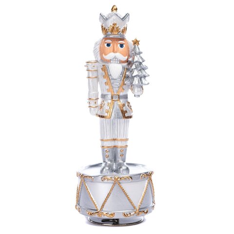 Музыкальный Щелкунчик с елочкой на барабане 22см Goodwill белый