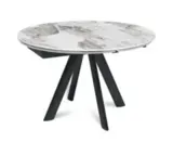 Стол обеденный раздвижной круглый D120-180х79 столешница керамика / Pandora / черный муар