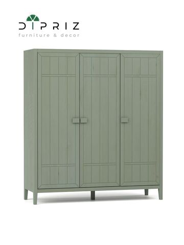 Dipriz Шкаф для одежды Карлос из сосны, 3 двери, 154х50х173, со штангой и полками, эвкалипт