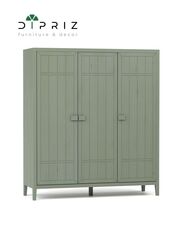 Dipriz Шкаф для одежды Карлос из сосны, 3 двери, 154х50х173, со штангой и полками, эвкалипт