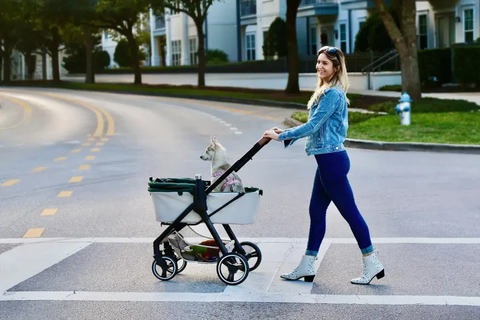 Коляска для собак/животных Retro Luxe Pet Stroller, Medium 4-Wheel Luxury Dog-Cat Stroller with Two Openings, Foldable Pet Pram