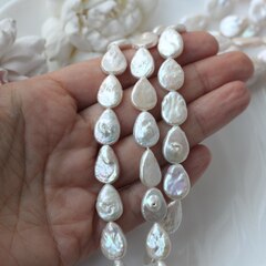 Жемчуг натуральный барочный, капля, 13,9-15,5 мм, 1 нить, Ж033