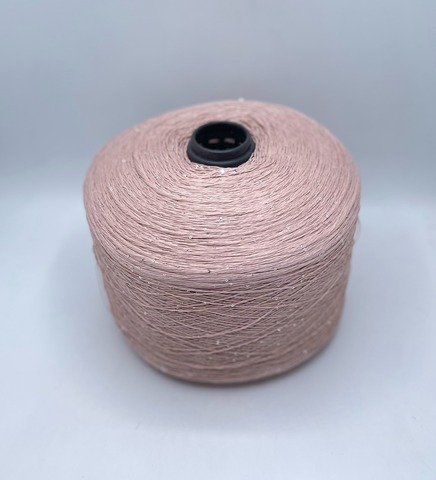 Бобинная пряжа (пр.Италия),Linette Pailletes, 450/100гр, 80% Лен, 20% Полиэстер(пайетка), цвет-Нежно-розовый+пайетка. арт.36728