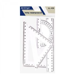 
          Набор чертежный Alingar, 20 см, пластиковый, 4 предмета, цвета ассорти, пакет ПВХ с европодвесом