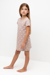 сорочка  для девочки  К 1156/кофейный,маленькие яблочки