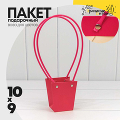 
          Пакет подарочный 10х9х6.5см Ваза для цветов (Малиновый)