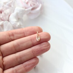 Подвеска Маркиз с персиковым фианитом, 14*5 мм, позолота, П407