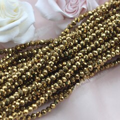 Гематин гематит, граненый шарик, 3 мм, бронза, 1 нить, ГМ095