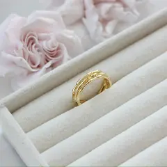 Кольцо с петелькой Бамбук, регулируемое, позолота , Д066