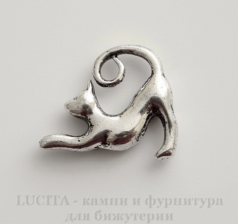 Подвеска "Кошка" 17х14 мм (цвет - античное серебро)