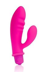 Розовый вибромассажер Cosmo с отростком - 8,5 см. - 