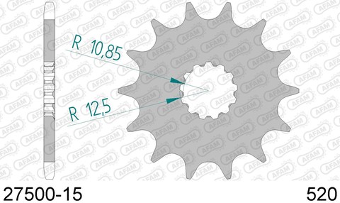 27500-15 звезда передняя KAWASAKI KLE 650, NINJA, EJ800, SUZUKI SV 650, YAMAHA WR (ведущая) стальная, 520, AFAM (JTF565.15)