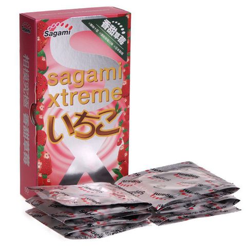 Презервативы Sagami Xtreme Strawberry c ароматом клубники - 10 шт. - Sagami Sagami Xtreme Sagami Xtreme Strawberry №10