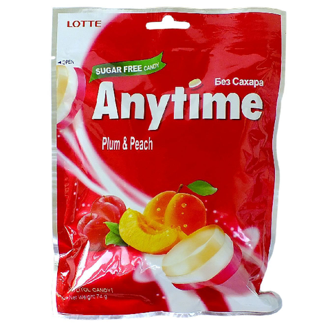 Карамель со сливой и персиком Lotte Anytime, 74 гр