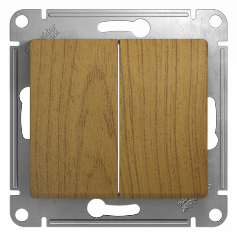 Переключатель двухклавишный, 10АХ. Цвет Дуб. Schneider Electric Glossa. GSL000565