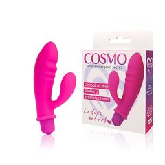 Розовый вибромассажер Cosmo с отростком - 8,5 см. - 