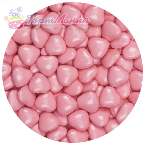 Шоколадные сердечки в розовой глазури, 100 гр.