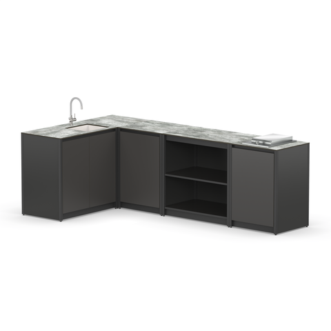 Угловая уличная кухня Lounge C-115SP, 2.7x1.5 м, черный/серый каспий