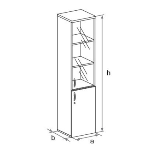 Шкаф узкий с глухими и стеклянными дверцами БОСТОН