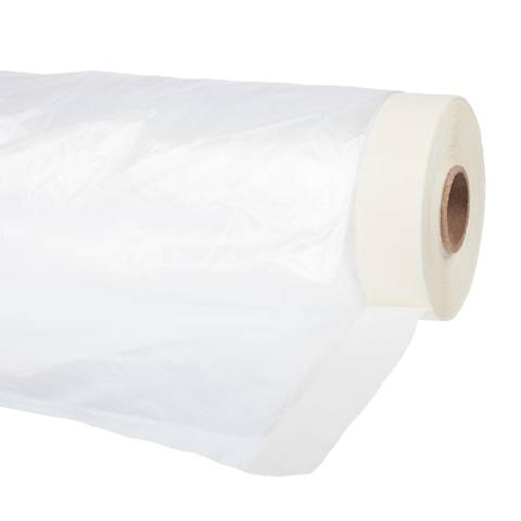 09-0-005 Пленка защитная с клейкой малярной лентой, прозрачная, HDPE, рулон 0,55х25м, толщина 8мкм (РемоКолор)