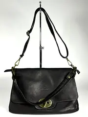 Женская наплечная сумка из натуральной винтажной кожи черного цвета