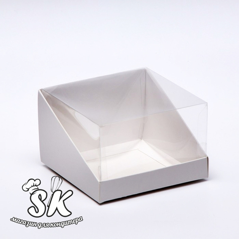 Коробка для мини торта 13х13х8.5 см белая