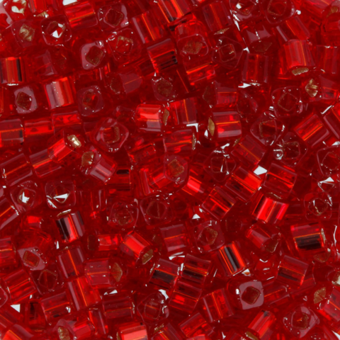 Бисер TOHO, CUBE, цвет красный (0025С), размер 1.5мм,  5 грамм