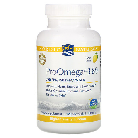 Nordic Naturals, ProOmega - 3-6-9, Lemon , 1,000 mg, 120 Soft Gels