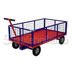 Тележка с поворотной осью и сетчатыми бортами ТПОБ 5 С 250-П (700х1200). Пневматические колеса